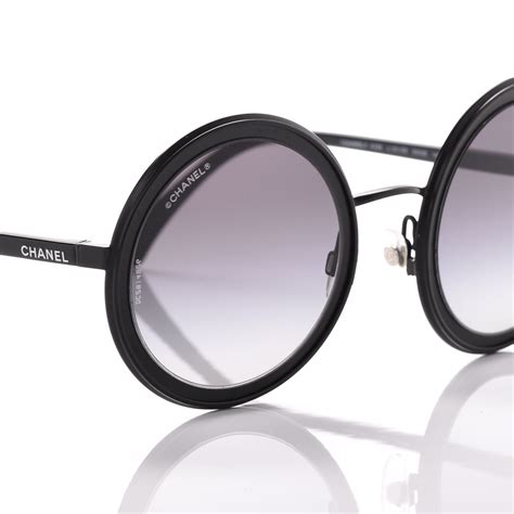 chanel round signature sunglasses black|CHANEL Round Sunglasses 4226 Black .